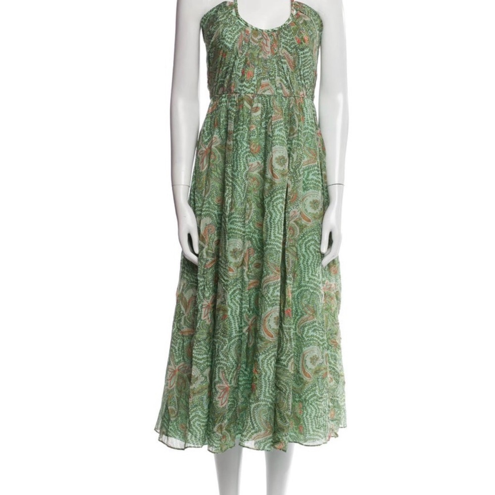 La Ligne Paisley Print Green Midi Length Tent Dress